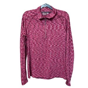 Athleta Pink Marled Quarter Zip Long Sleeve Athletic Top Women's Size M